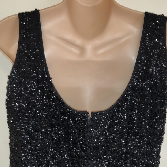 Strange Overly Sequinned Black Vintage Cocktail Dress Handsewn? Small ODD Beaded - Picture 13 of 16